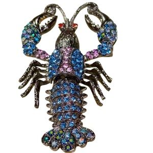 Blue and Purple Crystal Lobster Brooch‎